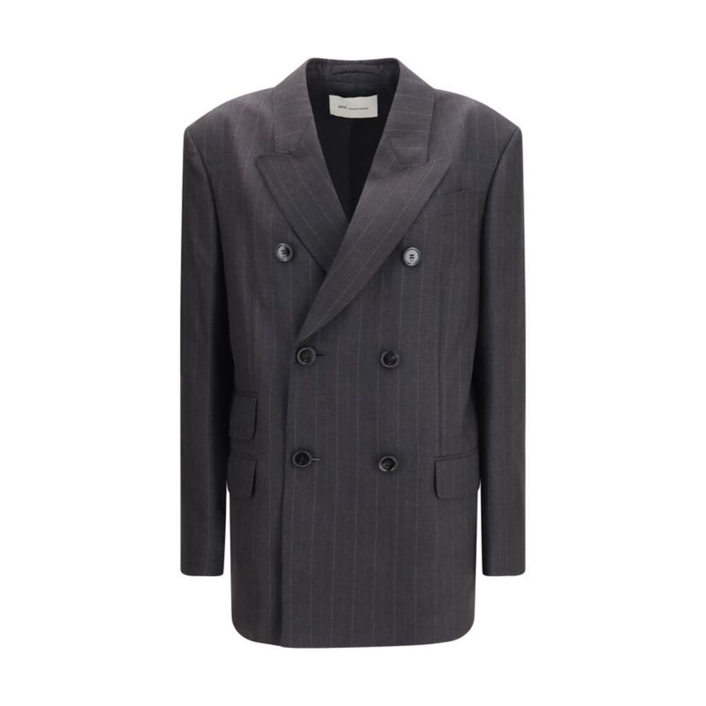 Ami Paris Women Striped Wool Double Breasted Blazer